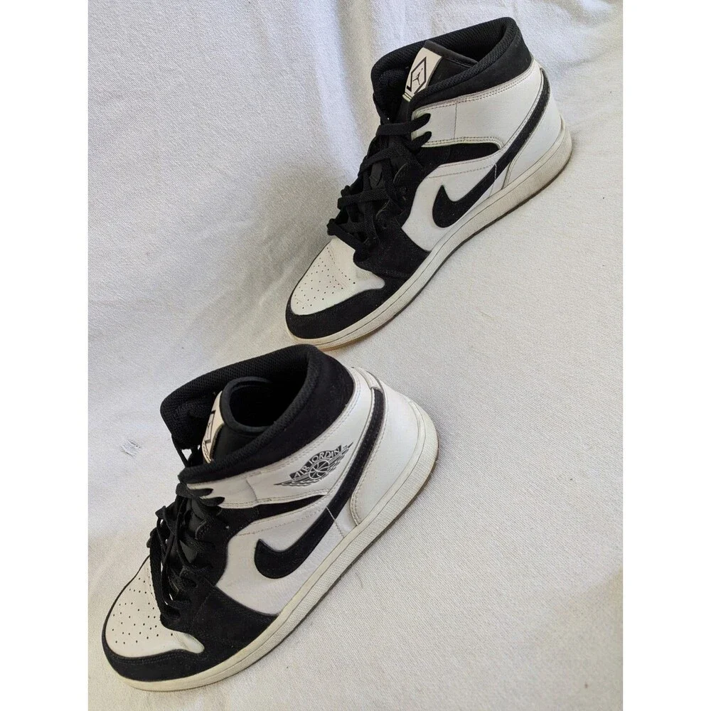 Nike Air Jordan 1 Mid SE Diamond Men's Size 12 DH6933-100 White & Black (No Box)